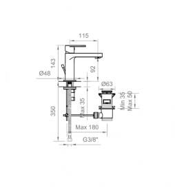 Змішувач для раковини Ponsi Versilia одноважільний чорний матовий BT VER K LA01