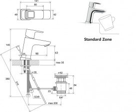 Змішувач для раковини Ravak 10 ° TD 011.00 змішувач з донним клапаном X070063