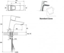 Змішувач для раковини Ravak 10 ° TD 012.00 змішувач без донного клапана X070064