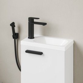 Змішувач для раковини Ravak Chrome II одноважільний з гігієнічним душем чорний X070462