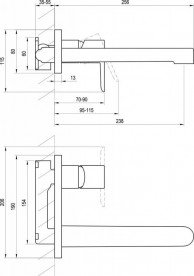 Смеситель для раковины Ravak Puri настенный однорычажный глянцевый хром X070146