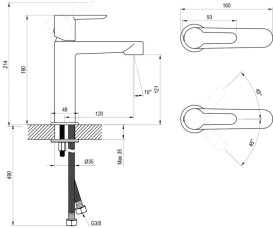Смеситель для раковины Ravak Puri однорычажный черный X070505