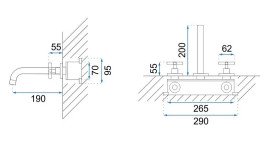 Змішувач для раковини Rea Exit настінний двовентильний чорний REA-B8000
