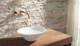 Змішувач для раковини Rea Lungo настінний одноважільний рожеве золото REA-B8548