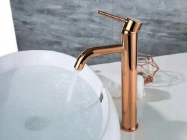 Смеситель для раковины Rea Lungo однорычажный розовое золото REA-B6321