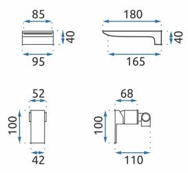 Смеситель для раковины Rea Mason настенный однорычажный черный REA-B0690