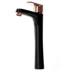 Змішувач для раковини Rea Mild одноважільний чорний/рожеве золото REA-B4808