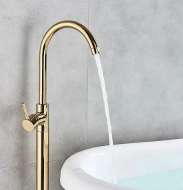 Смеситель для раковины Rea Ortis напольный однорычажный золото REA-B4890