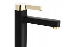 Змішувач для раковини Rea Polo одноважільний чорний/золото REA-B9978