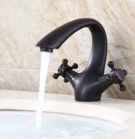 Змішувач для раковини Rea Retro двовентильний чорний REA-B0225