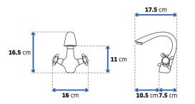 Змішувач для раковини Rea Retro двовентильний чорний REA-B0225