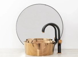 Смеситель для раковины Rea Salto однорычажный черный/розовое золото REA-B6351