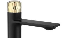 Змішувач для раковини Rea Storm кнопочний чорний/золото REA-B9987