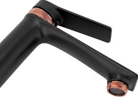 Змішувач для раковини Rea Viral одноважільний чорний/рожеве золото REA-B2026