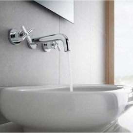Смеситель для раковины Roca Loft двухвентильный настенный хром A5A4743C00