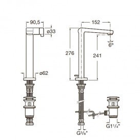 Змішувач для раковини Roca Singles Pro технологія progressive з донним клапаном A5A7536C00