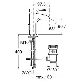 Смеситель для раковины Roca Thesis с гидрозатвором хром A5A3050C00