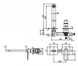 Змішувач для раковини прихованого монтажу Paffoni Tango TA 106 CR 70