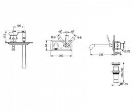 Смеситель для раковины TOTO Classic настенный однорычажный хром DLB308