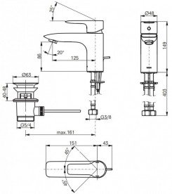 Змішувач для раковини TOTO MH одноважільний хром VL10048С