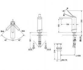Змішувач для раковини TOTO Renesse врізний одноважільний хром DL349-1E