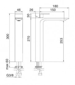 Змішувач для раковини Treemme Ran змішувач хром 2218CC