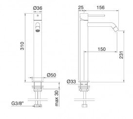 Змішувач для раковини Treemme UP змішувач хром 5718CC