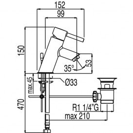 Смеситель для раковины Tres Alplus однорычажный с донным клапаном хром 20310301D