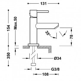 Змішувач для раковини Tres Base одноважільний хром 06260301