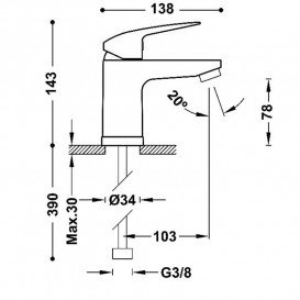 Смеситель для раковины Tres Base Plus однорычажный матовый черный 21610303NM