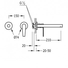 Смеситель для раковины Tres Class-Tres настенный однорычажный хром 20520071