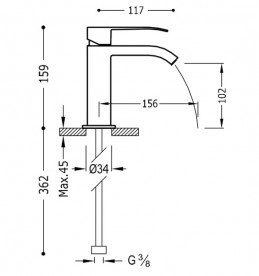 Змішувач для раковини Tres Cuadro colors одноважільний матове золото 00610101OM