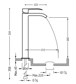 Змішувач для раковини Tres Cuadro colors одноважільний чорний матовий 00681001NM
