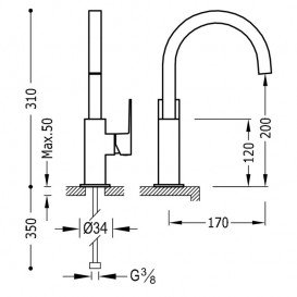 Змішувач для раковини Tres Cuadro colors одноважільний золото 00660602OR