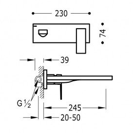 Змішувач для раковини Tres Cuadro colors настінний одноважільний золото 00620004OR