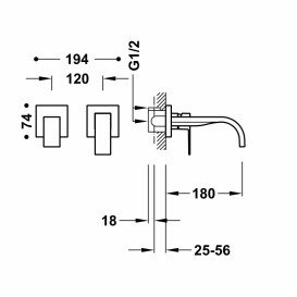 Змішувач для раковини Tres Cuadro-Tres настінний одноважільний хром 00630001