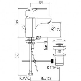 Змішувач для раковини Tres К-Tres одноважільний хром 06910302
