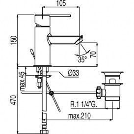 Змішувач для раковини Tres Lex-tres одноважільний хром 181103