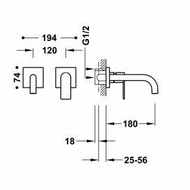 Змішувач для раковини Tres Loft Colors настінний одноважільний золото 20030001OR