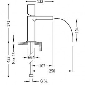 Змішувач для раковини Tres Loft colors одноважільний з відкритим каскадним виливом чорний/хром 20011002NE