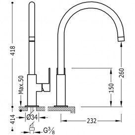 Змішувач для раковини Tres Loft colors одноважільний з поворотним виливом 232 мм зелений/хром 20020506VE