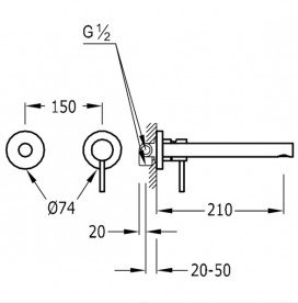 Смеситель для раковины Tres Max-Tres однорычажный настенный хром 06220071