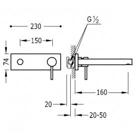 Змішувач для раковини Tres Max-Tres одноважільний настінний хром 06220001