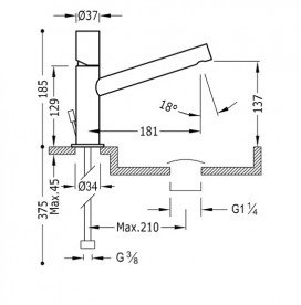 Смеситель для раковины Tres Max-Tres с донным клапаном хром 06120301D