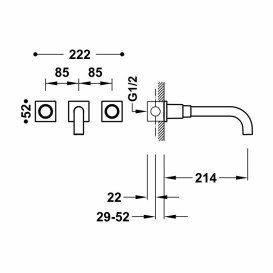 Смеситель для раковины Tres Project-Tres настенный двухвентильный бронзовый черный 21115201KMB