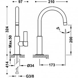 Смеситель для раковины Tres Project-Tres однорычажный матовое розовое золото 21190501OPM