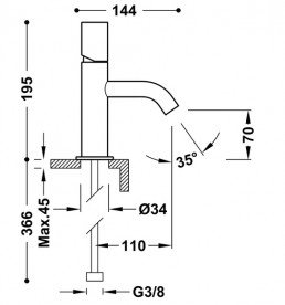 Смеситель для раковины Tres Study colors однорычажный черный матовый 26190301NM