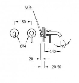 Смеситель для раковины Tres Study colors настенный красный 26220080TRO