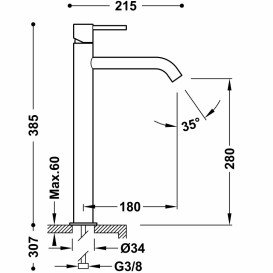 Змішувач для раковини Tres Study Exclusive високий одноважільний рожеве золото 26230801OP