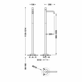 Смеситель для раковины Tres Study Exclusive напольный розовое золото 26285302OP